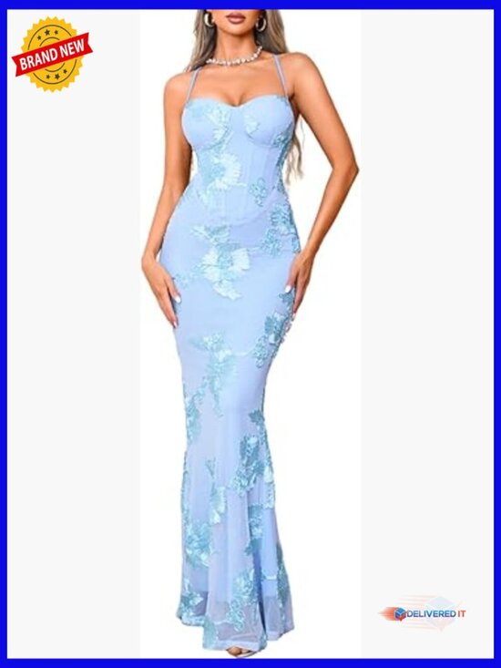 Dresses & Skirts - Floor Length Formal Floral Mermaid Dress Backless Corset Evening Gown